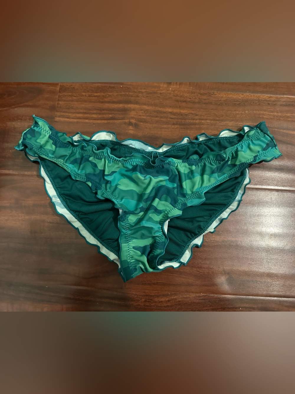 Coco Rave Green Camo Ruffle Bikini Bottoms